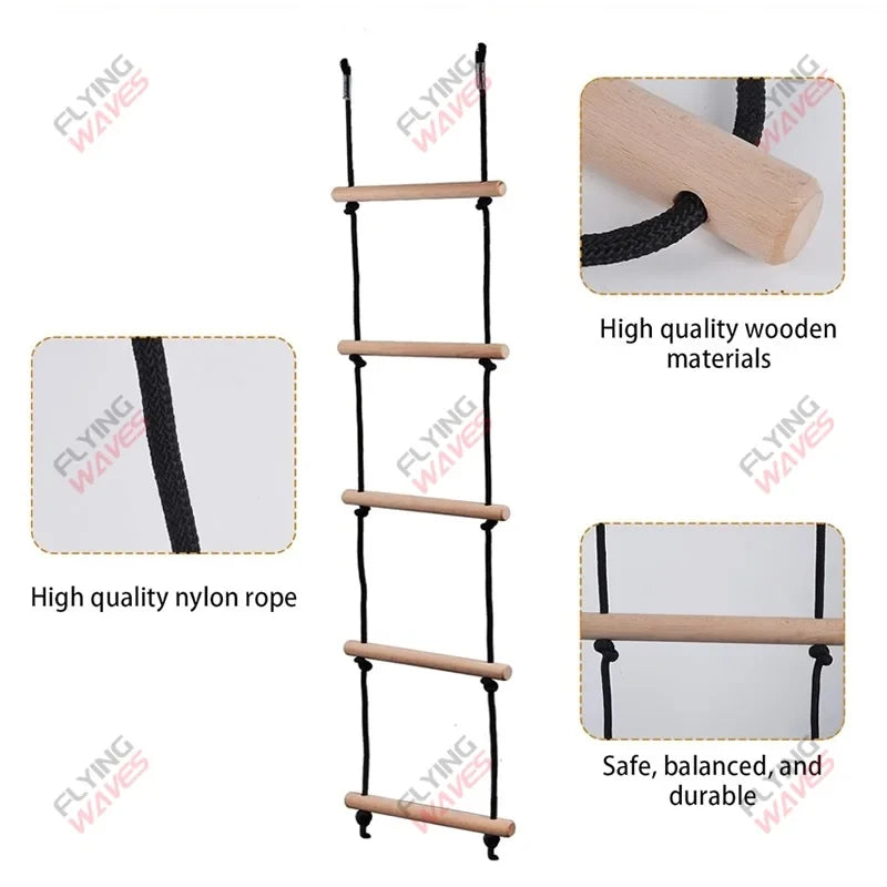 Wooden Children Climbing Rope Ladder
