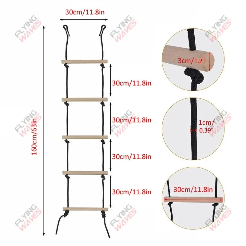Wooden Children Climbing Rope Ladder