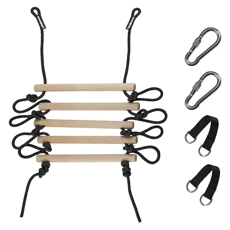 Wooden Children Climbing Rope Ladder