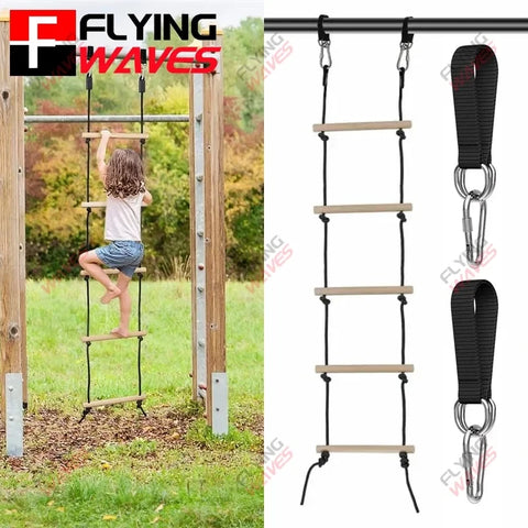 Wooden Children Climbing Rope Ladder