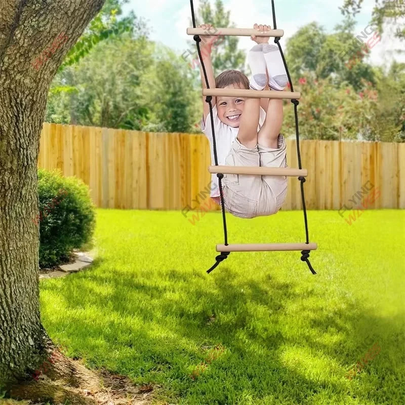 Wooden Children Climbing Rope Ladder