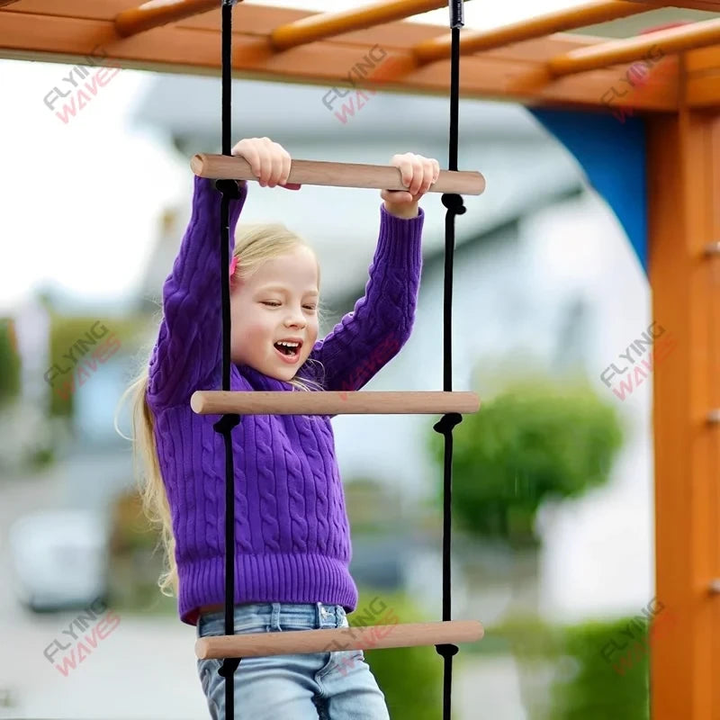 Wooden Children Climbing Rope Ladder