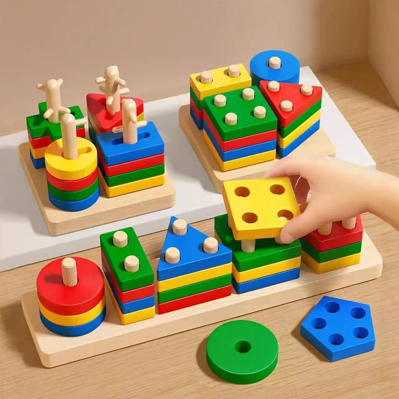 Montessori Wooden Building Blocks